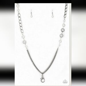 Uptown Talker White Necklace Silver Chain White Pearl Fashion Jewelry Paparazzi